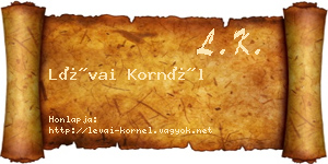 Lévai Kornél névjegykártya